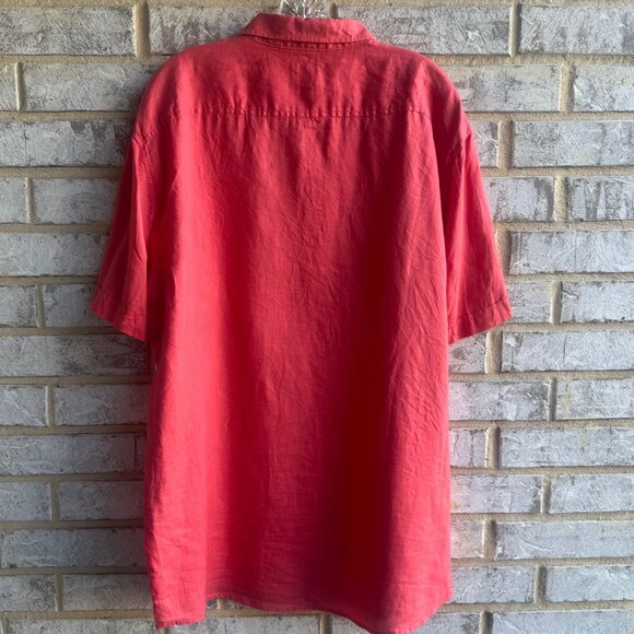 Natural Blue by Visitor Short Sleeve Button Up Collared Linen Shirt Size XXL - Picture 2 of 8